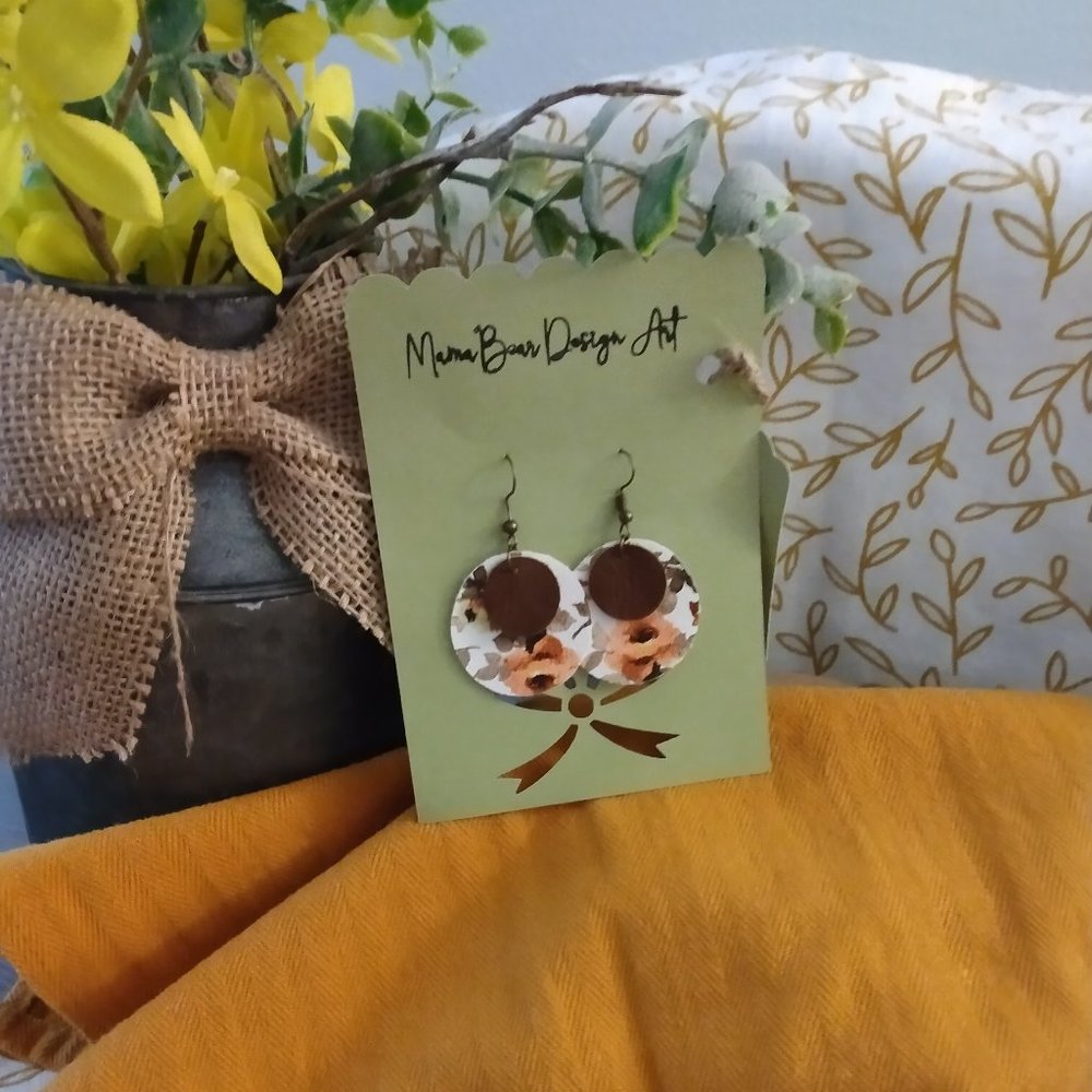 Floral Faux Leather Earrings